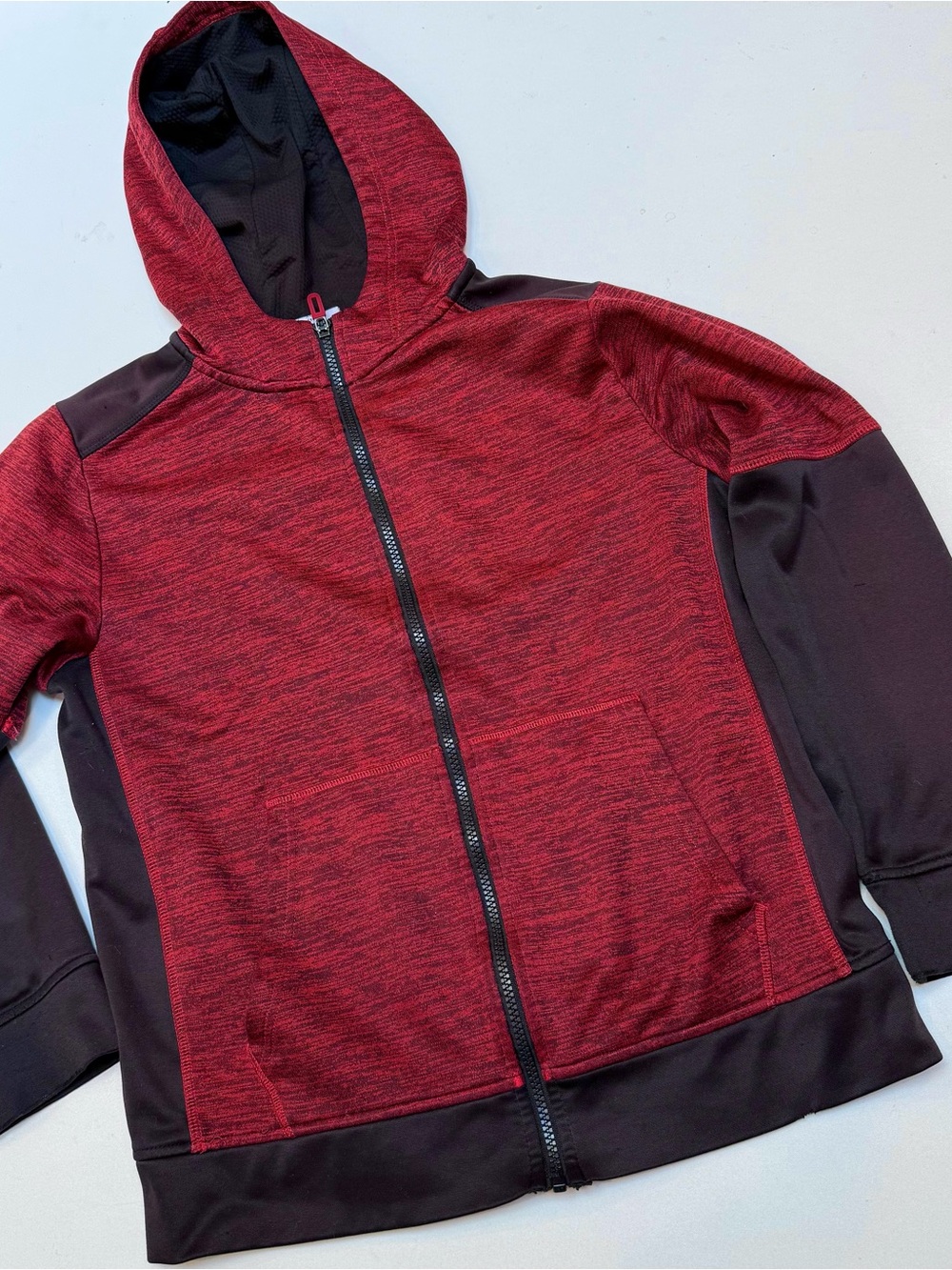 Russell Athletic Red and Black Full-Zip Hooded Performance Jacket